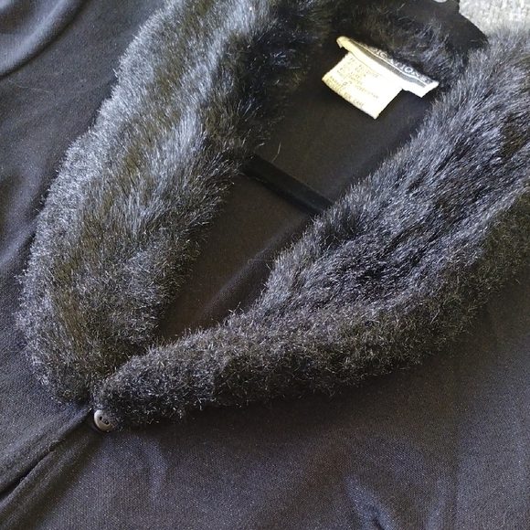 LIMITED TIME OFFER! Indication Black Faux Fur Coatwith Matching Pant - Picture 9 of 17